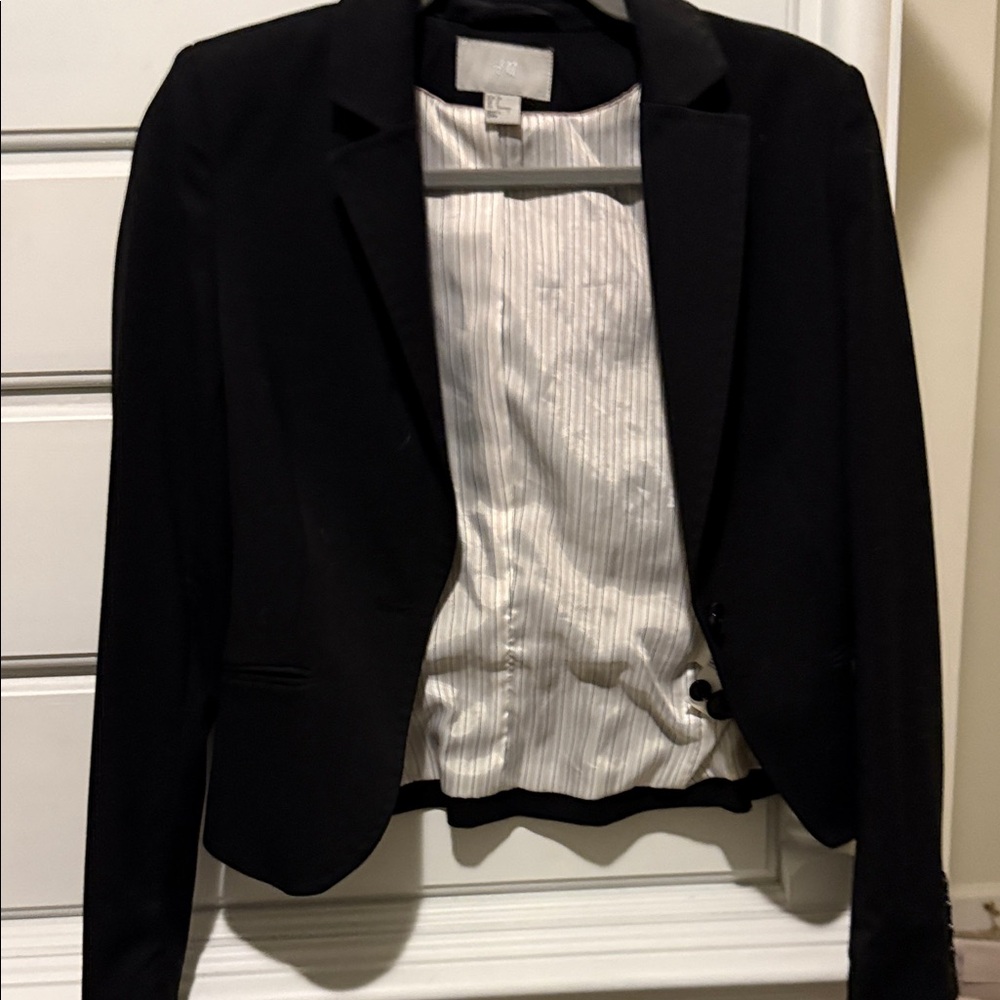 H&M Black Jacket with Pinstripe Detail